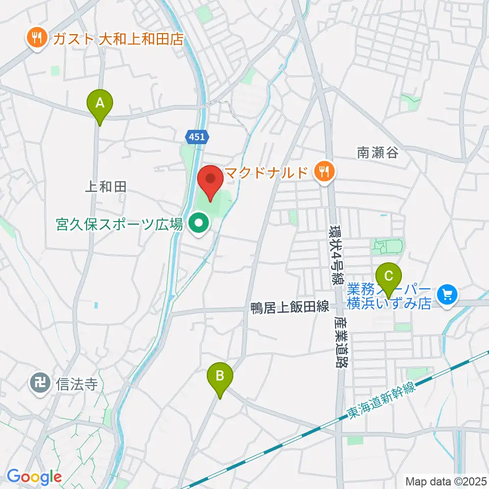 宮久保野球場周辺のコンビニエンスストア一覧地図
