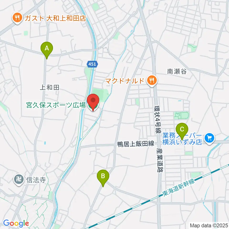 宮久保スポーツ広場周辺のコンビニエンスストア一覧地図