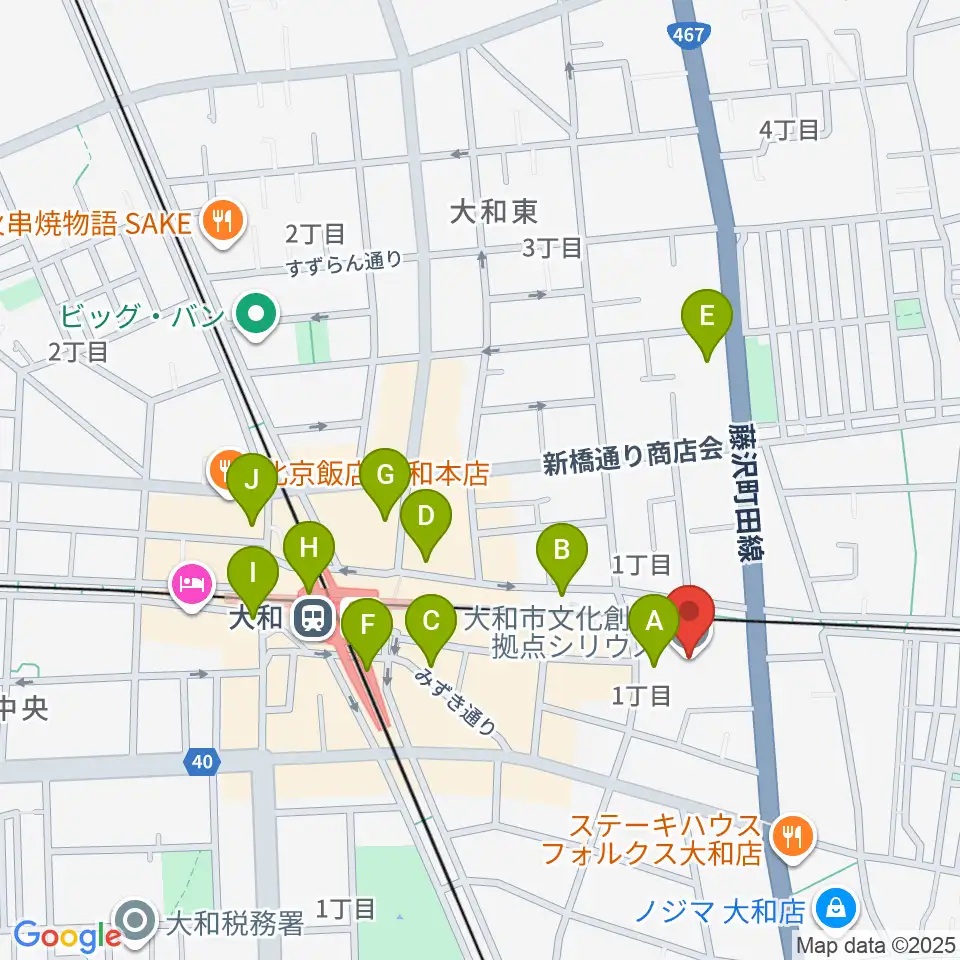大和市文化創造拠点シリウス周辺のコンビニエンスストア一覧地図