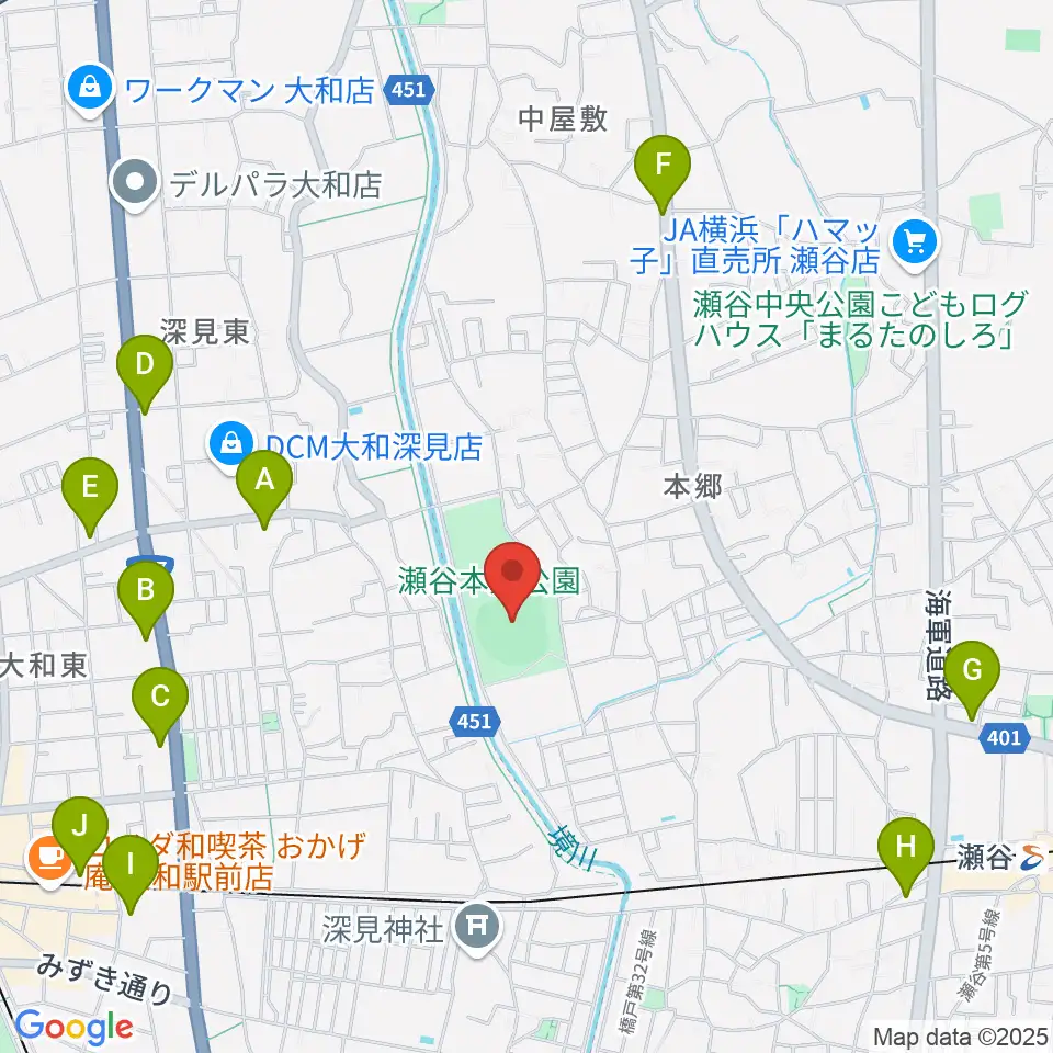 瀬谷本郷公園野球場周辺のコンビニエンスストア一覧地図