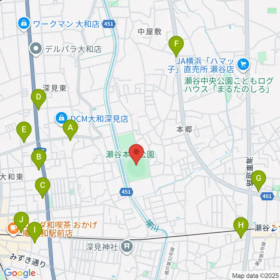 瀬谷本郷公園野球場周辺のコンビニエンスストア一覧地図