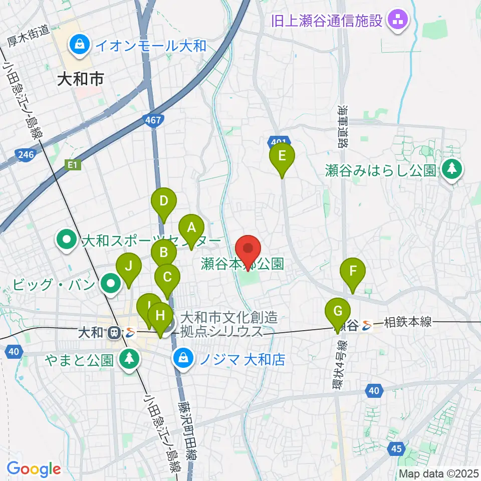 瀬谷本郷公園野球場周辺のコンビニエンスストア一覧地図