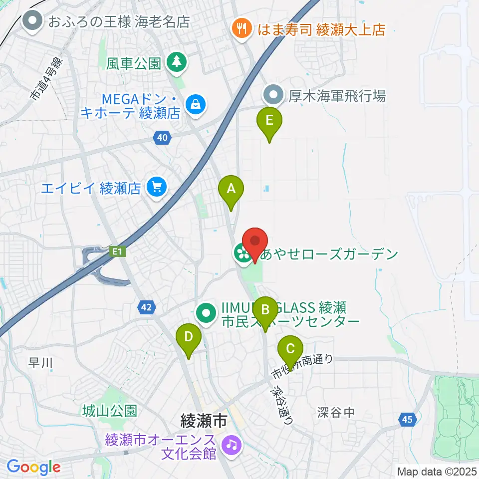 あやせノーブルスタジアム周辺のコンビニエンスストア一覧地図