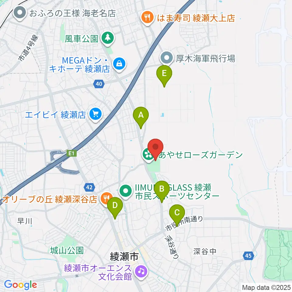 あやせノーブルスタジアム周辺のコンビニエンスストア一覧地図