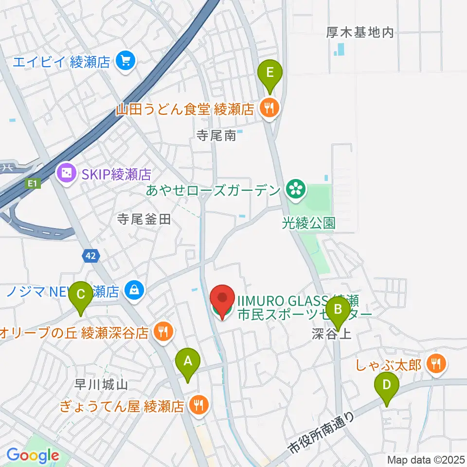 IIMURO GLASS綾瀬市民スポーツセンター体育館周辺のコンビニエンスストア一覧地図