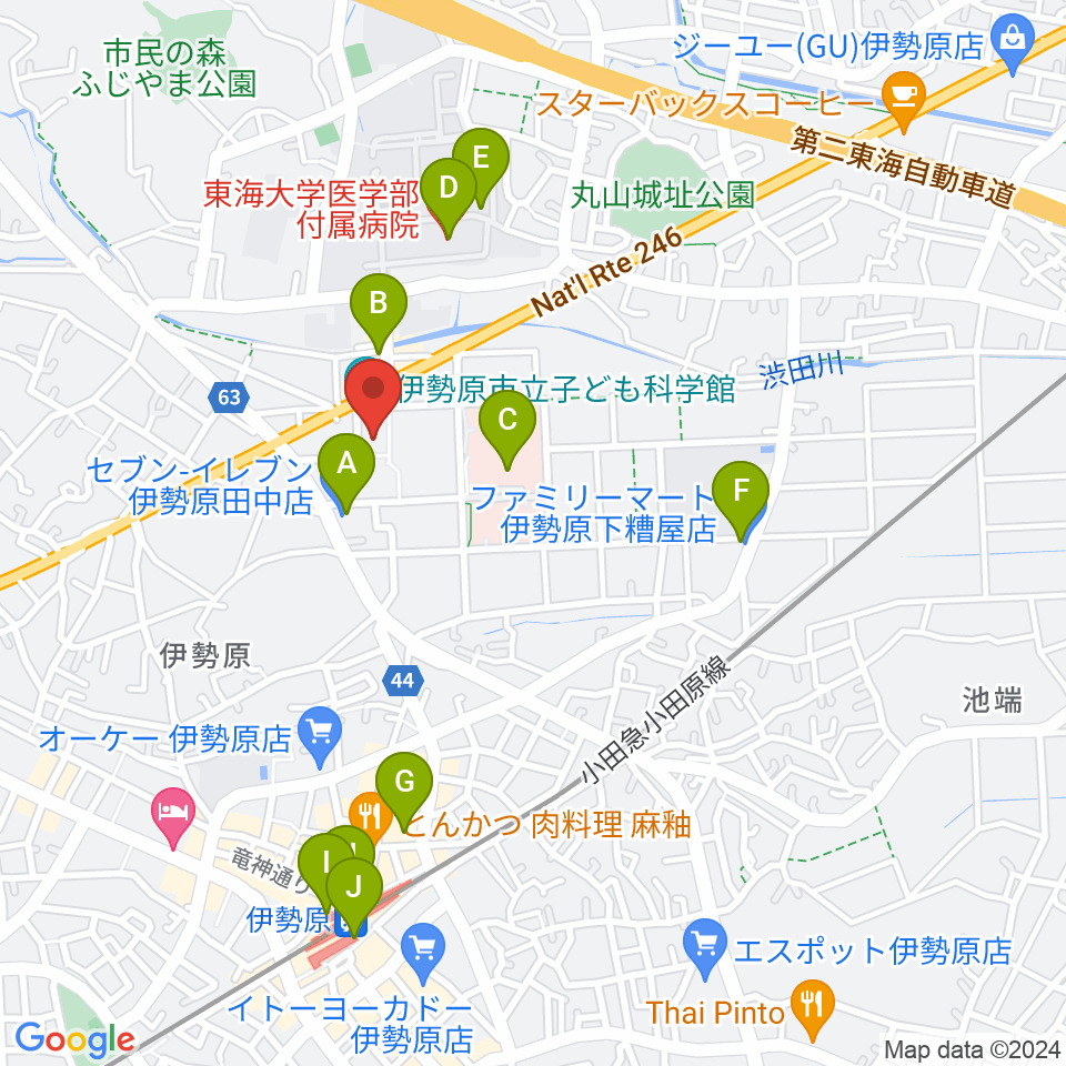 伊勢原市立子ども科学館周辺のコンビニエンスストア一覧地図