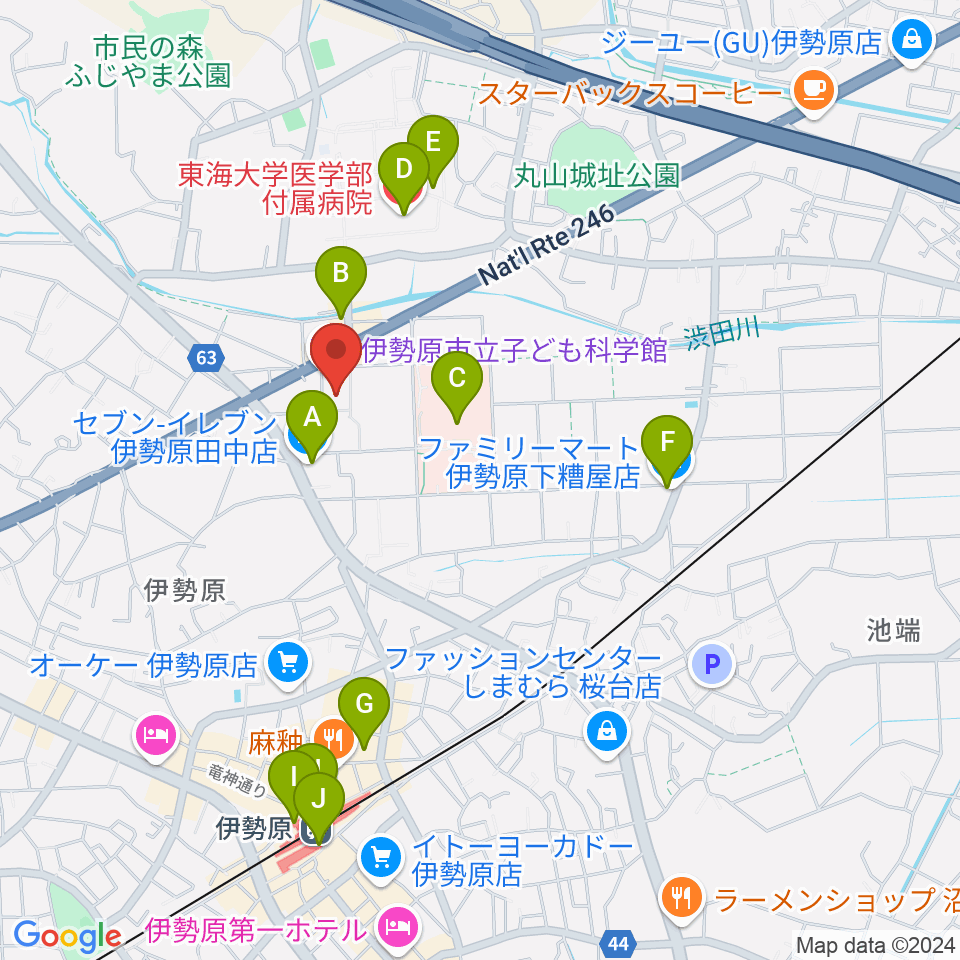 伊勢原市立子ども科学館周辺のコンビニエンスストア一覧地図