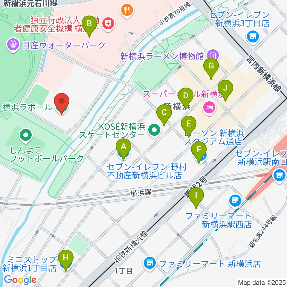横浜ラポール周辺のコンビニエンスストア一覧地図