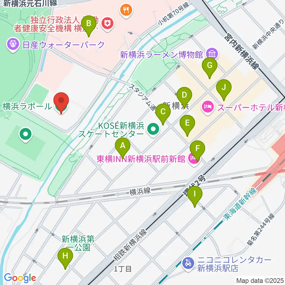 横浜ラポール周辺のコンビニエンスストア一覧地図