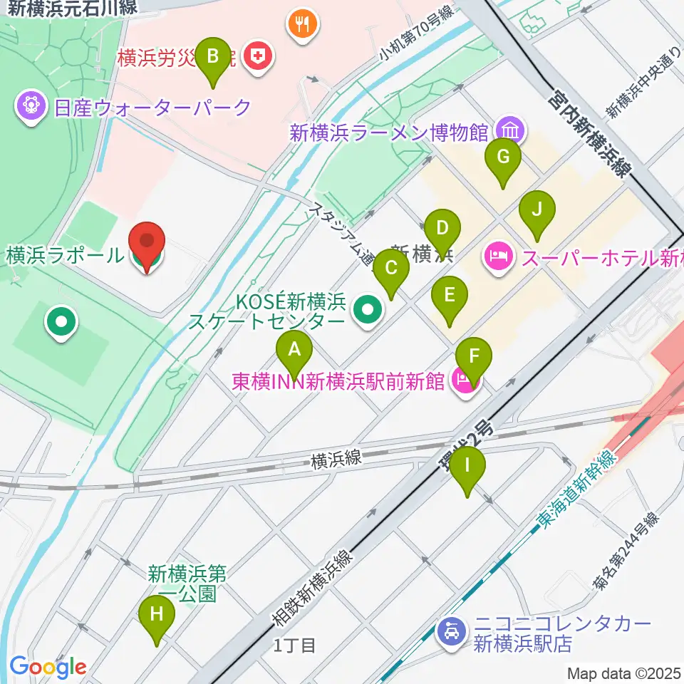 横浜ラポール周辺のコンビニエンスストア一覧地図