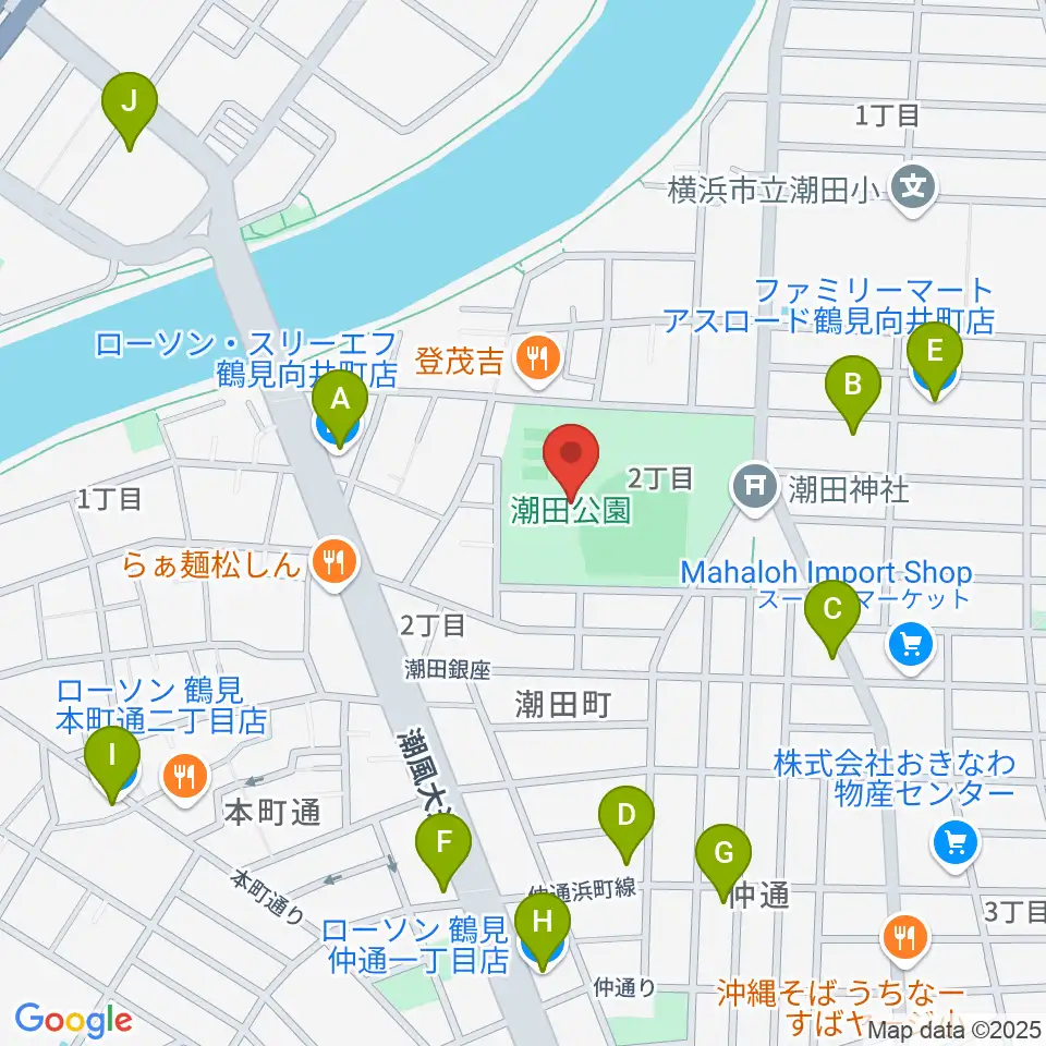 潮田公園野球場周辺のコンビニエンスストア一覧地図