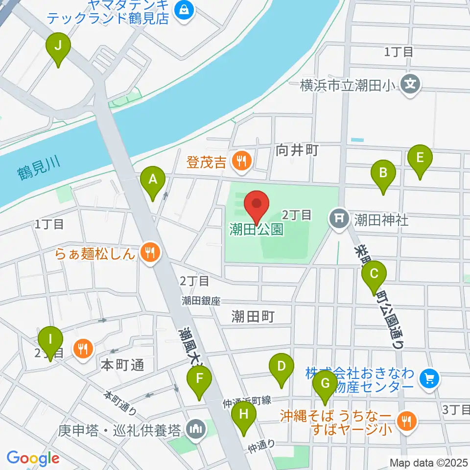 潮田公園野球場周辺のコンビニエンスストア一覧地図