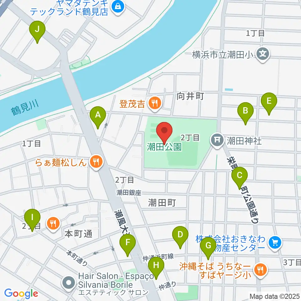 潮田公園野球場周辺のコンビニエンスストア一覧地図