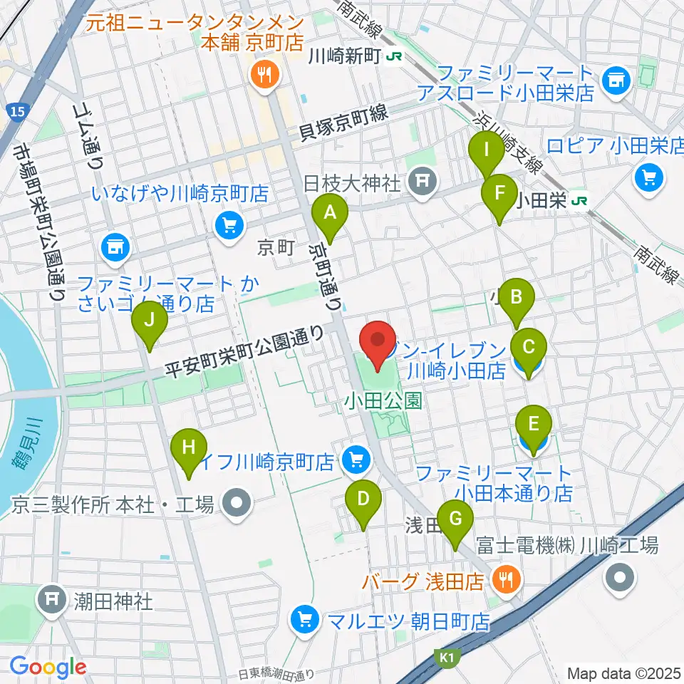 小田球場周辺のコンビニエンスストア一覧地図