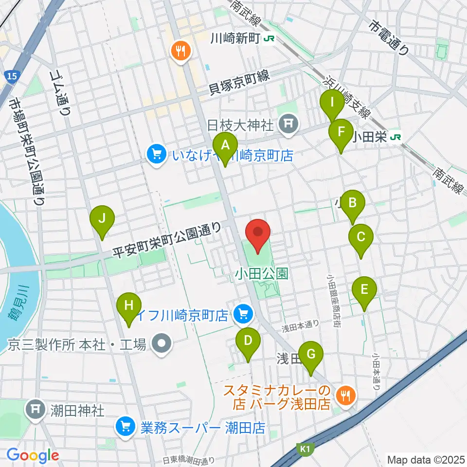 小田球場周辺のコンビニエンスストア一覧地図