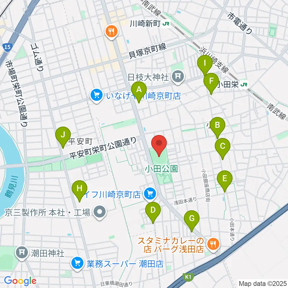 小田球場周辺のコンビニエンスストア一覧地図