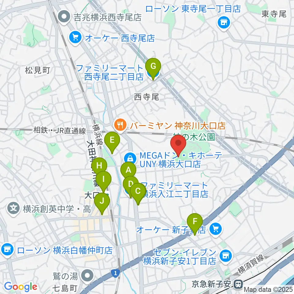 神の木公園野球場 周辺のコンビニエンスストア一覧地図
