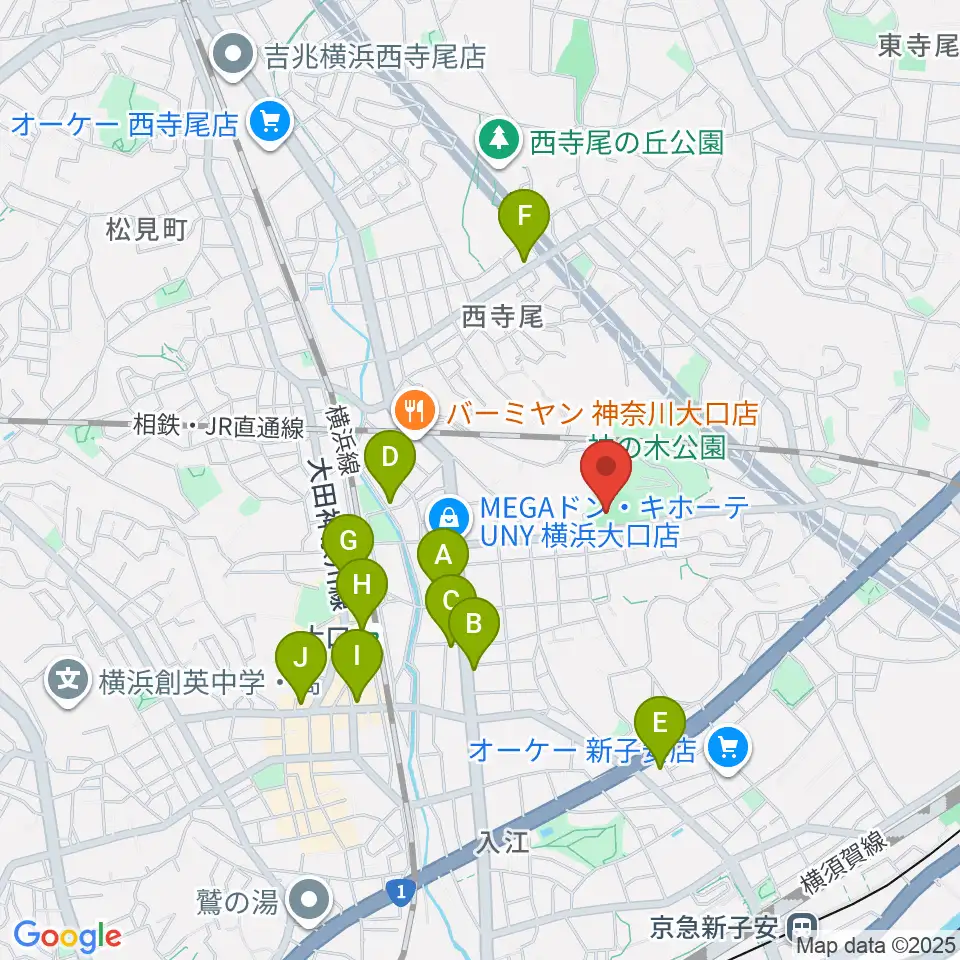 神の木公園野球場 周辺のコンビニエンスストア一覧地図