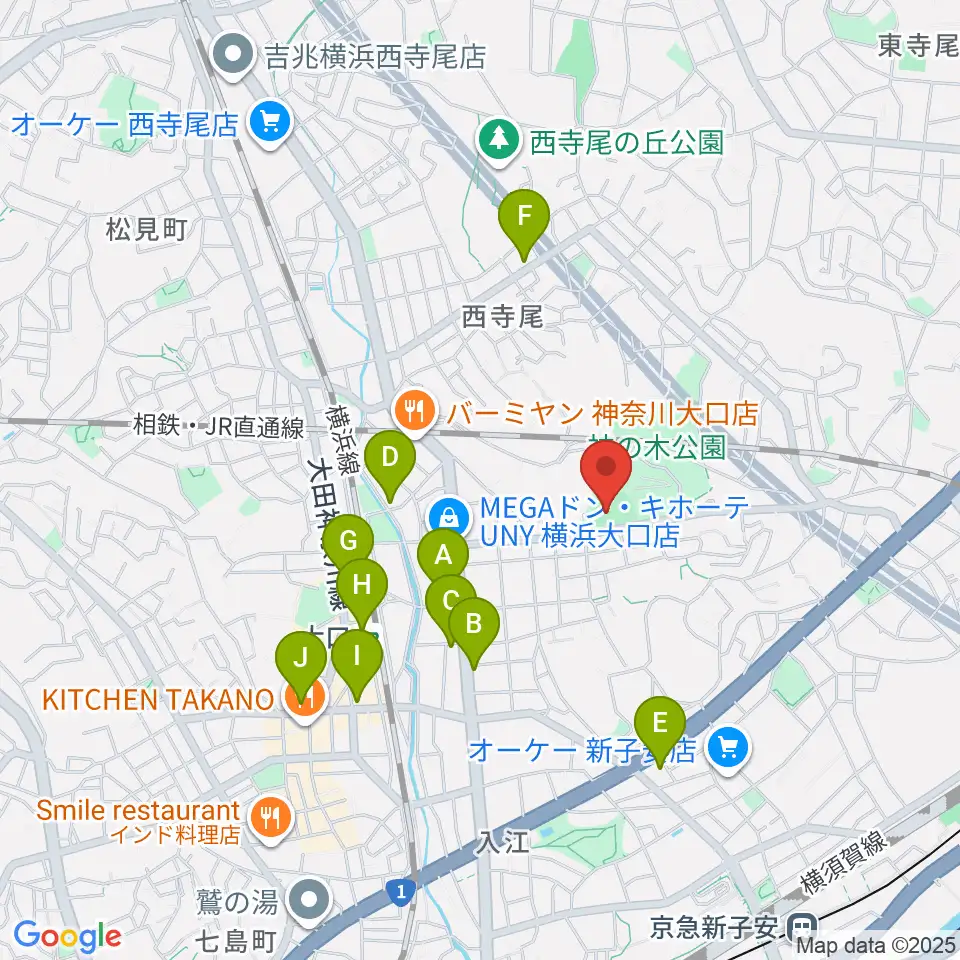 神の木公園野球場 周辺のコンビニエンスストア一覧地図