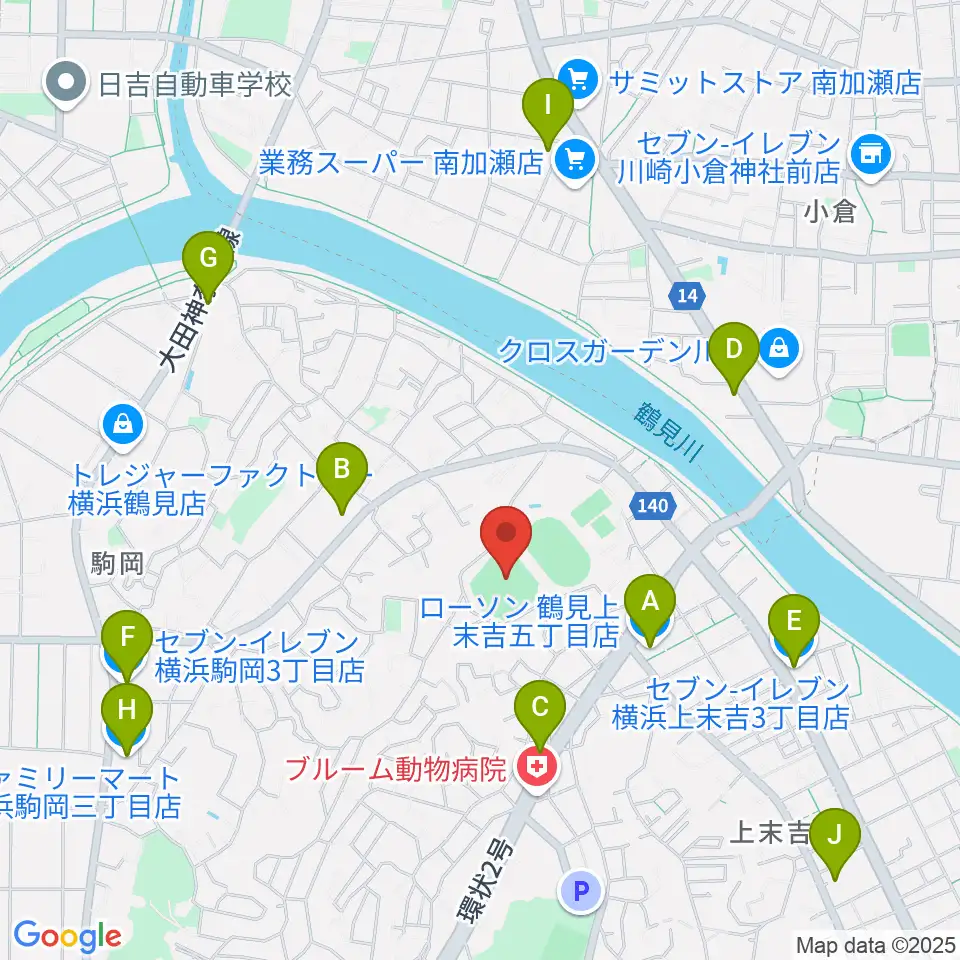 東芝総合グラウンド・野球場周辺のコンビニエンスストア一覧地図