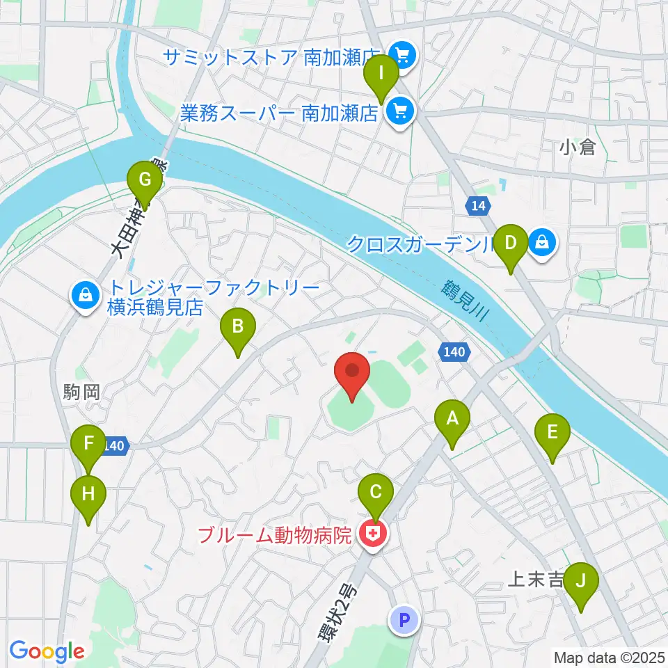 東芝総合グラウンド・野球場周辺のコンビニエンスストア一覧地図
