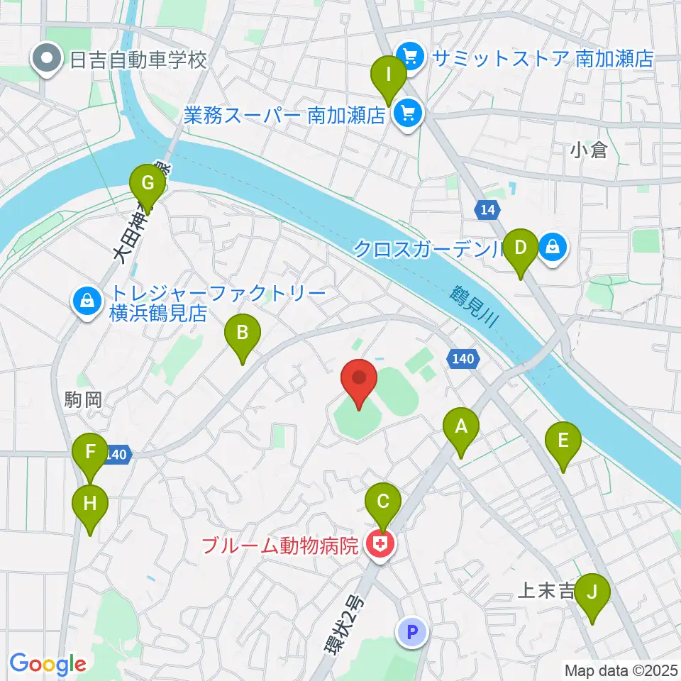 東芝総合グラウンド・野球場周辺のコンビニエンスストア一覧地図
