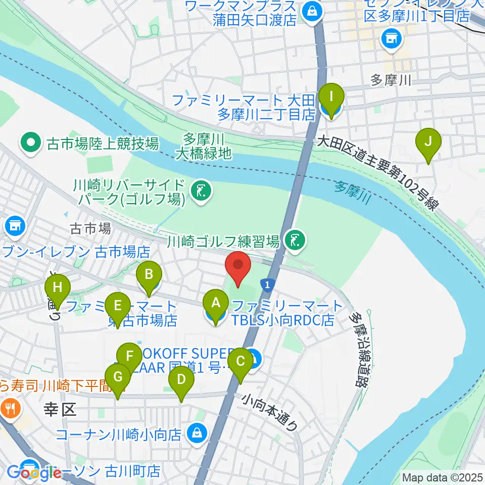 御幸公園野球場周辺のコンビニエンスストア一覧地図