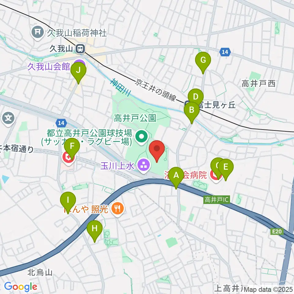 高井戸公園野球場周辺のコンビニエンスストア一覧地図