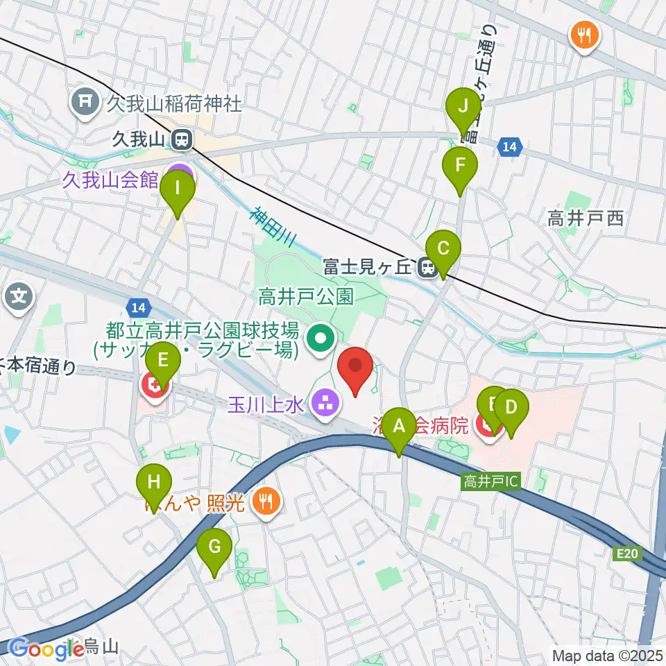 高井戸公園野球場周辺のコンビニエンスストア一覧地図
