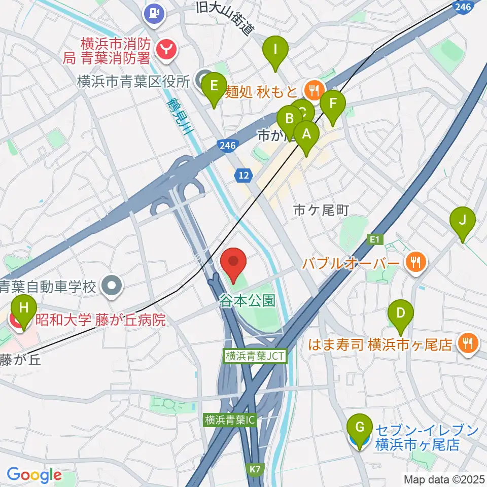 谷本公園多目的運動広場周辺のコンビニエンスストア一覧地図