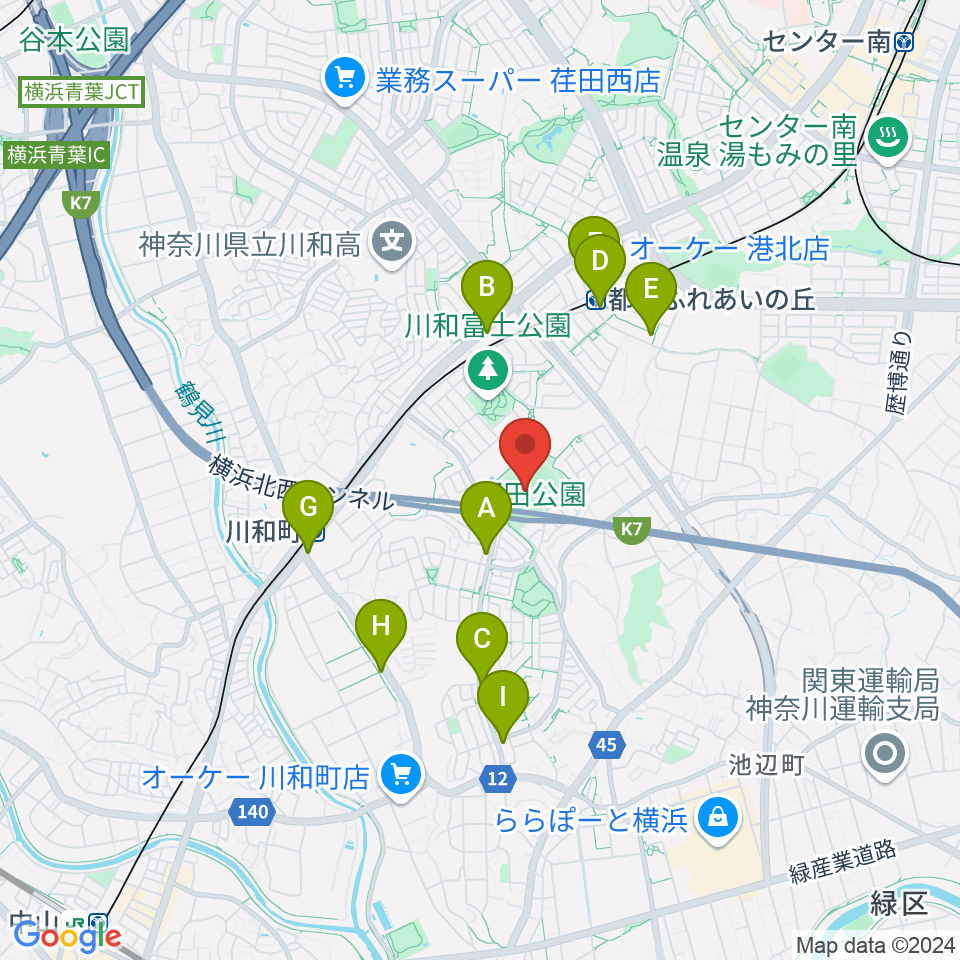 都田公園運動広場 周辺のコンビニエンスストア一覧地図