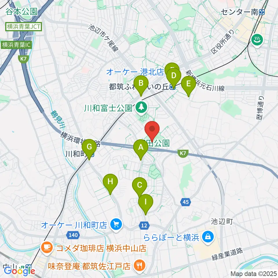 都田公園運動広場 周辺のコンビニエンスストア一覧地図