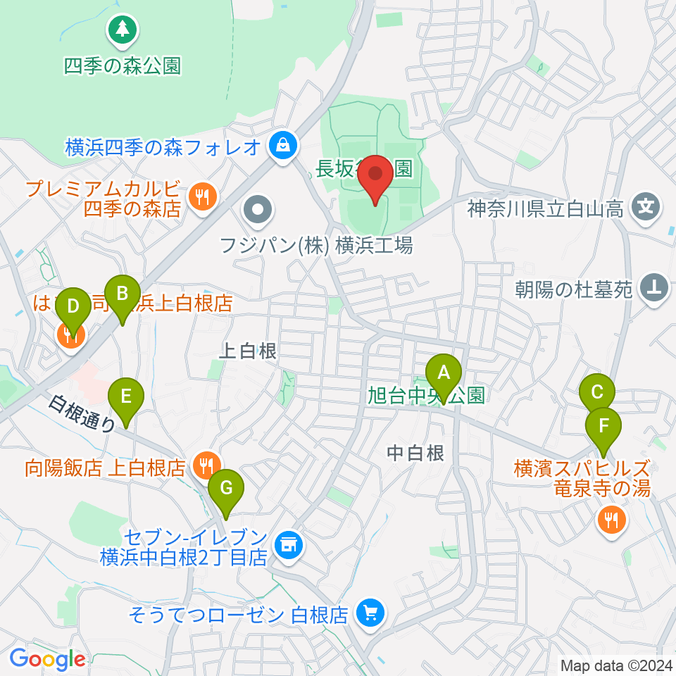 長坂谷公園野球場周辺のコンビニエンスストア一覧地図