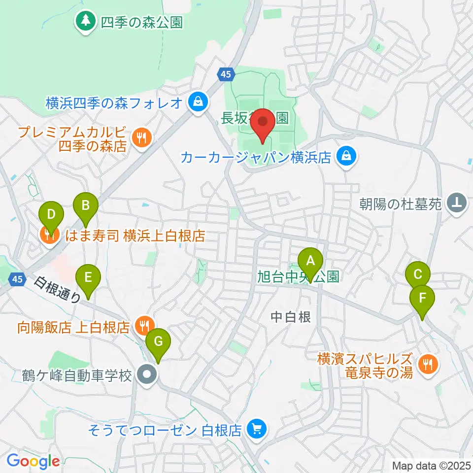 長坂谷公園野球場周辺のコンビニエンスストア一覧地図