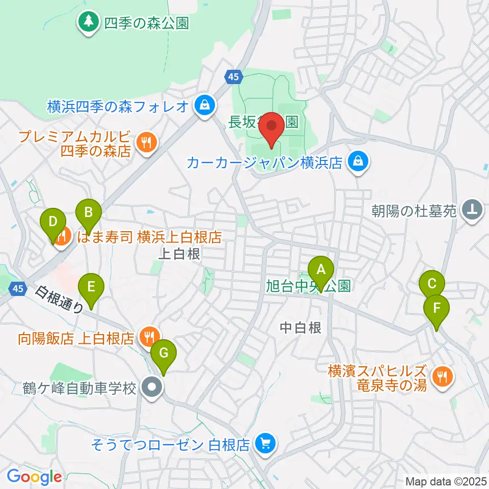 長坂谷公園野球場周辺のコンビニエンスストア一覧地図