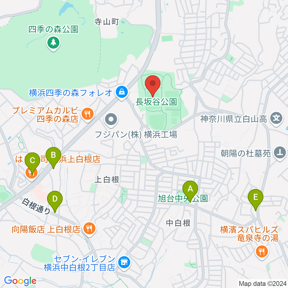 長坂谷公園運動広場 周辺のコンビニエンスストア一覧地図