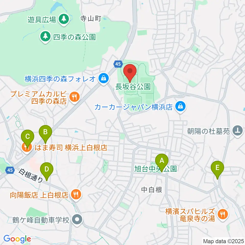 長坂谷公園運動広場 周辺のコンビニエンスストア一覧地図