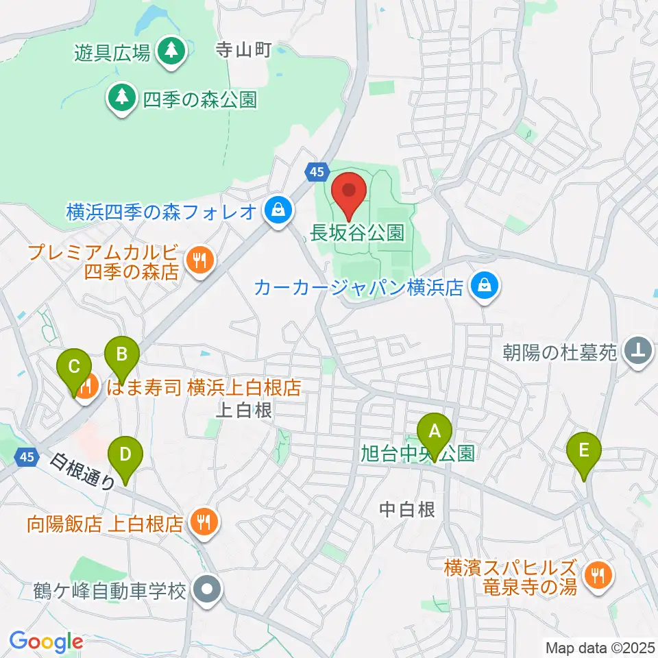 長坂谷公園運動広場 周辺のコンビニエンスストア一覧地図