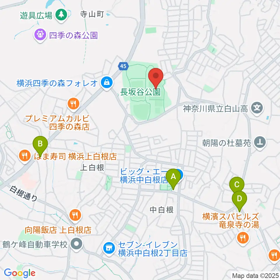 長坂谷公園多目的広場 周辺のコンビニエンスストア一覧地図