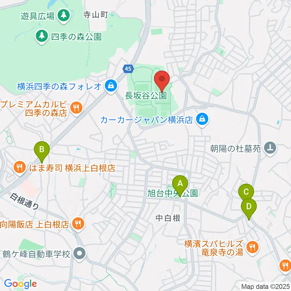長坂谷公園多目的広場 周辺のコンビニエンスストア一覧地図