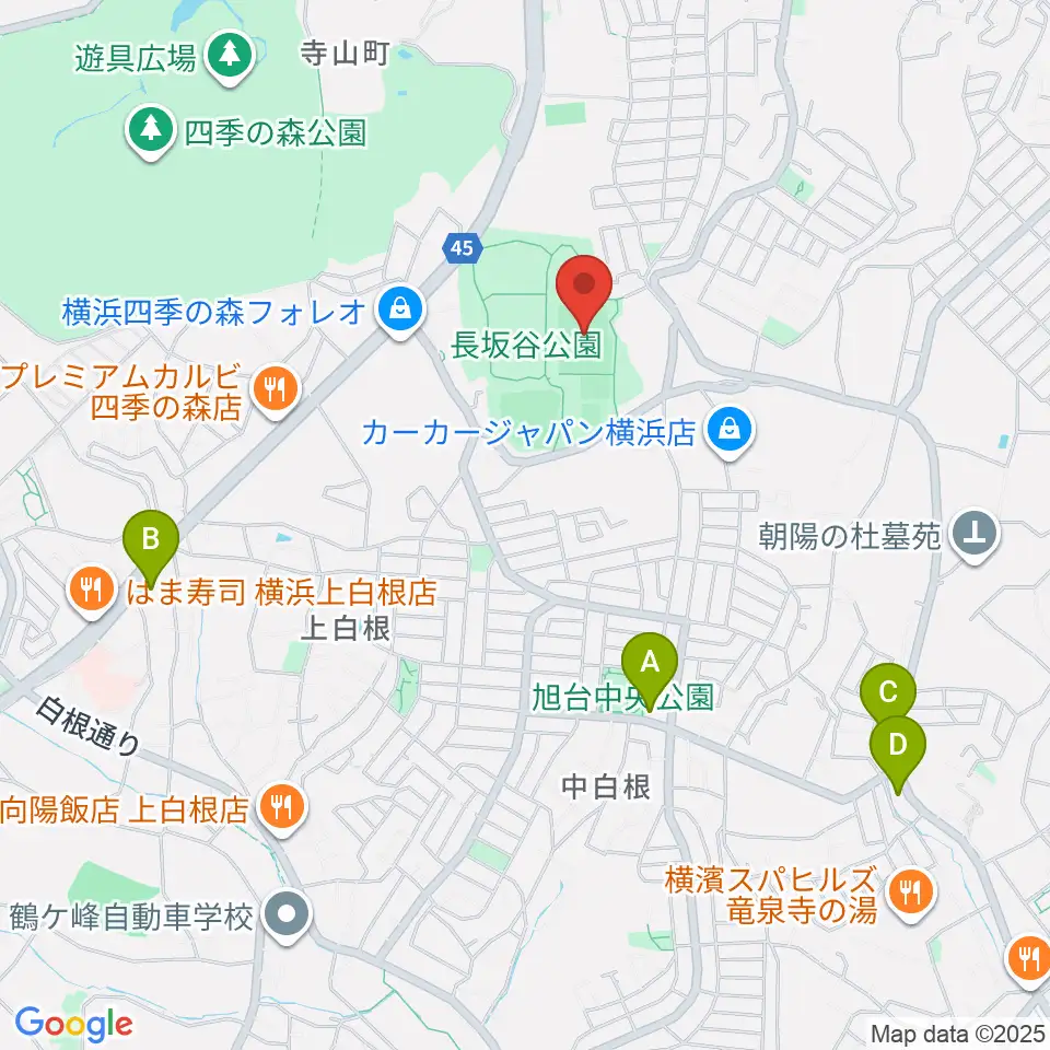 長坂谷公園多目的広場 周辺のコンビニエンスストア一覧地図