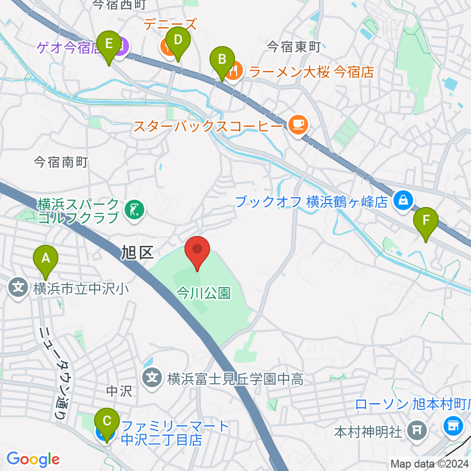 今川公園野球場 周辺のコンビニエンスストア一覧地図