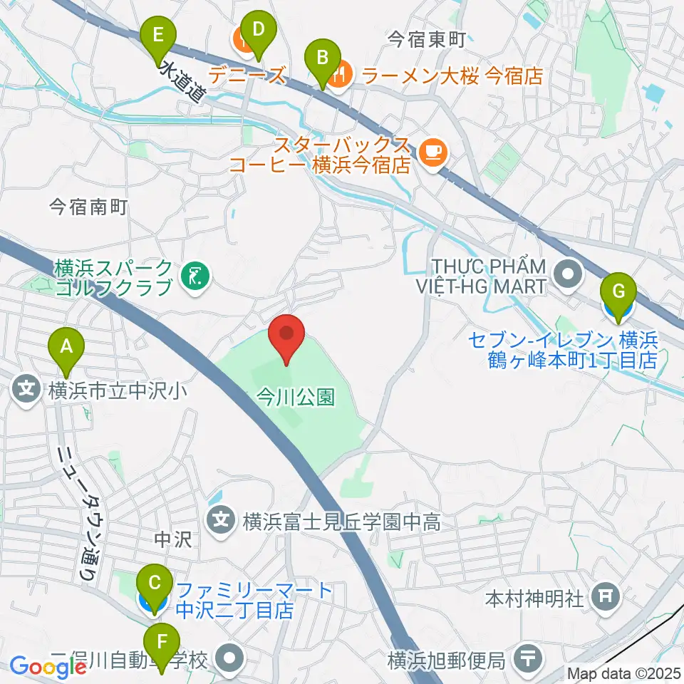 今川公園野球場 周辺のコンビニエンスストア一覧地図