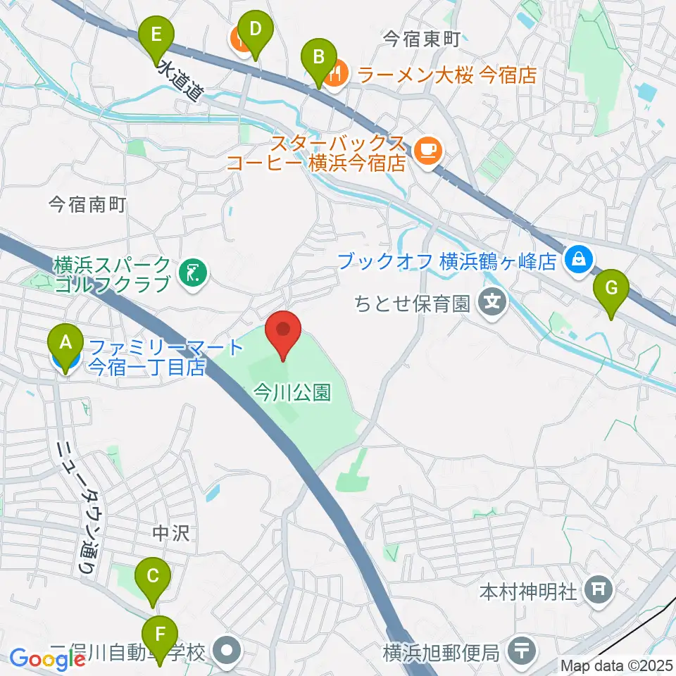 今川公園野球場 周辺のコンビニエンスストア一覧地図