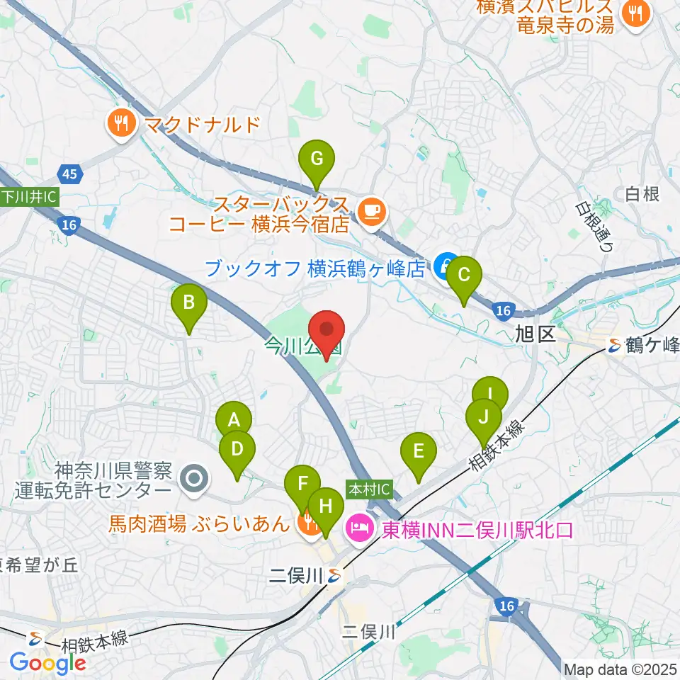 今川公園多目的運動広場周辺のコンビニエンスストア一覧地図