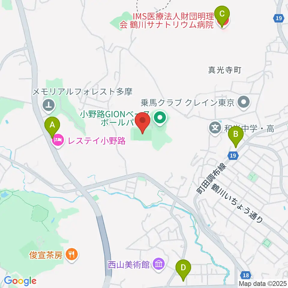 小野路GIONグラウンド周辺のコンビニエンスストア一覧地図