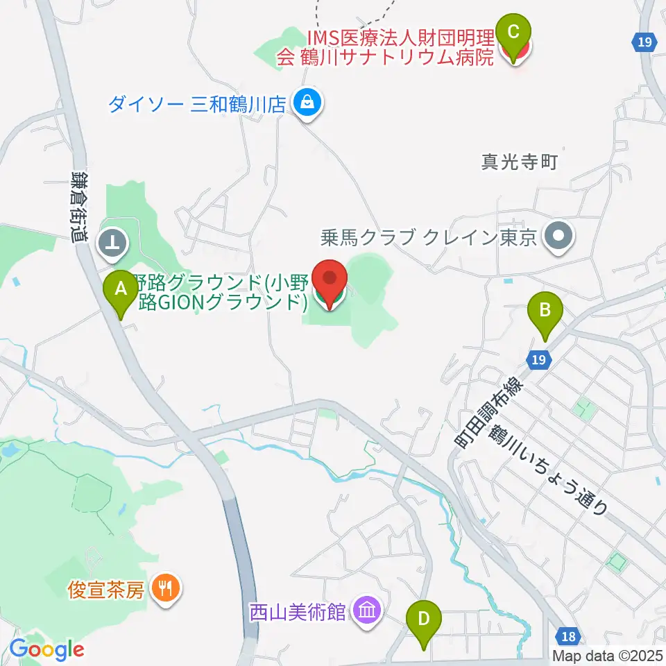 小野路GIONグラウンド周辺のコンビニエンスストア一覧地図