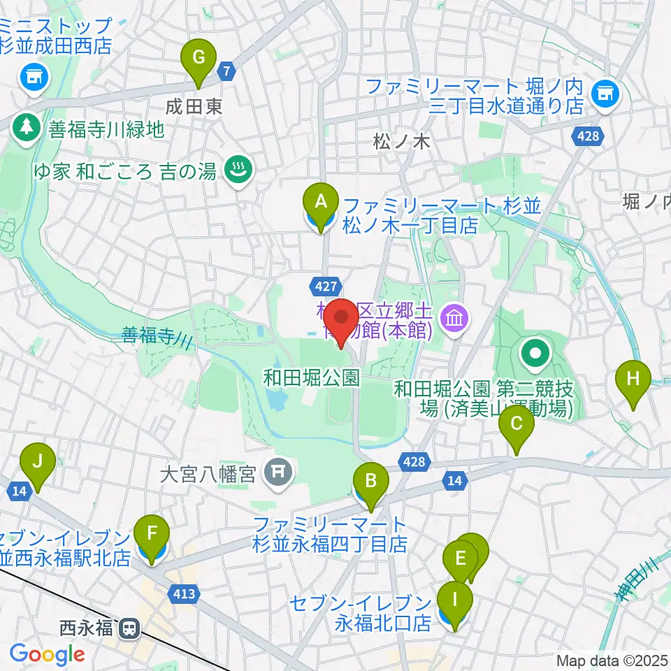 松ノ木運動場軟式野球場周辺のコンビニエンスストア一覧地図