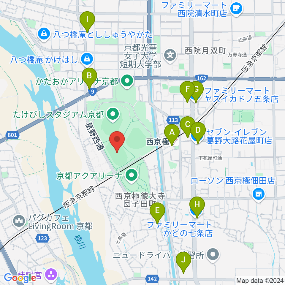 東寺ハウジングフィールド西京極周辺のコンビニエンスストア一覧地図