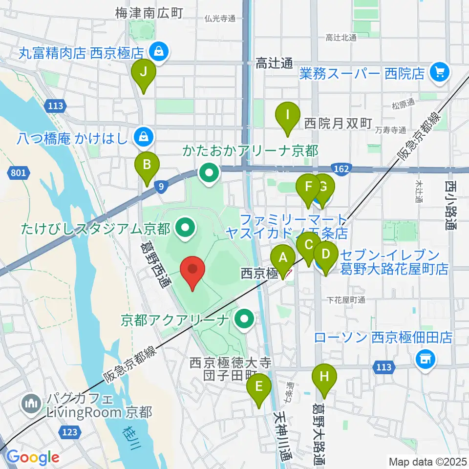 東寺ハウジングフィールド西京極周辺のコンビニエンスストア一覧地図